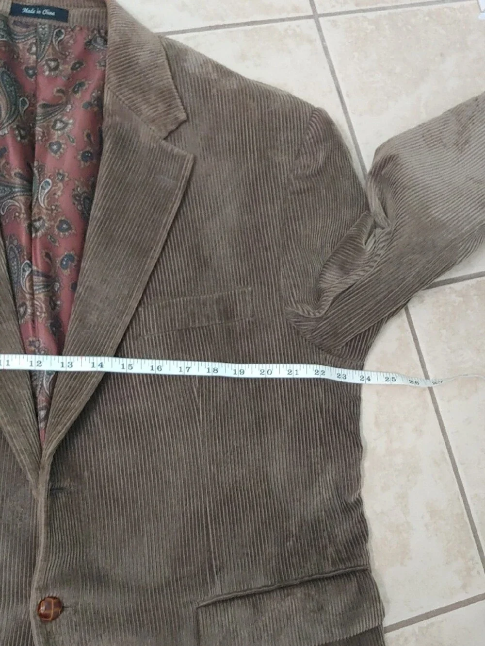 Vintage Ralph Lauren Corduroy Blazer Brown Paisley Lined Men's Size 44S